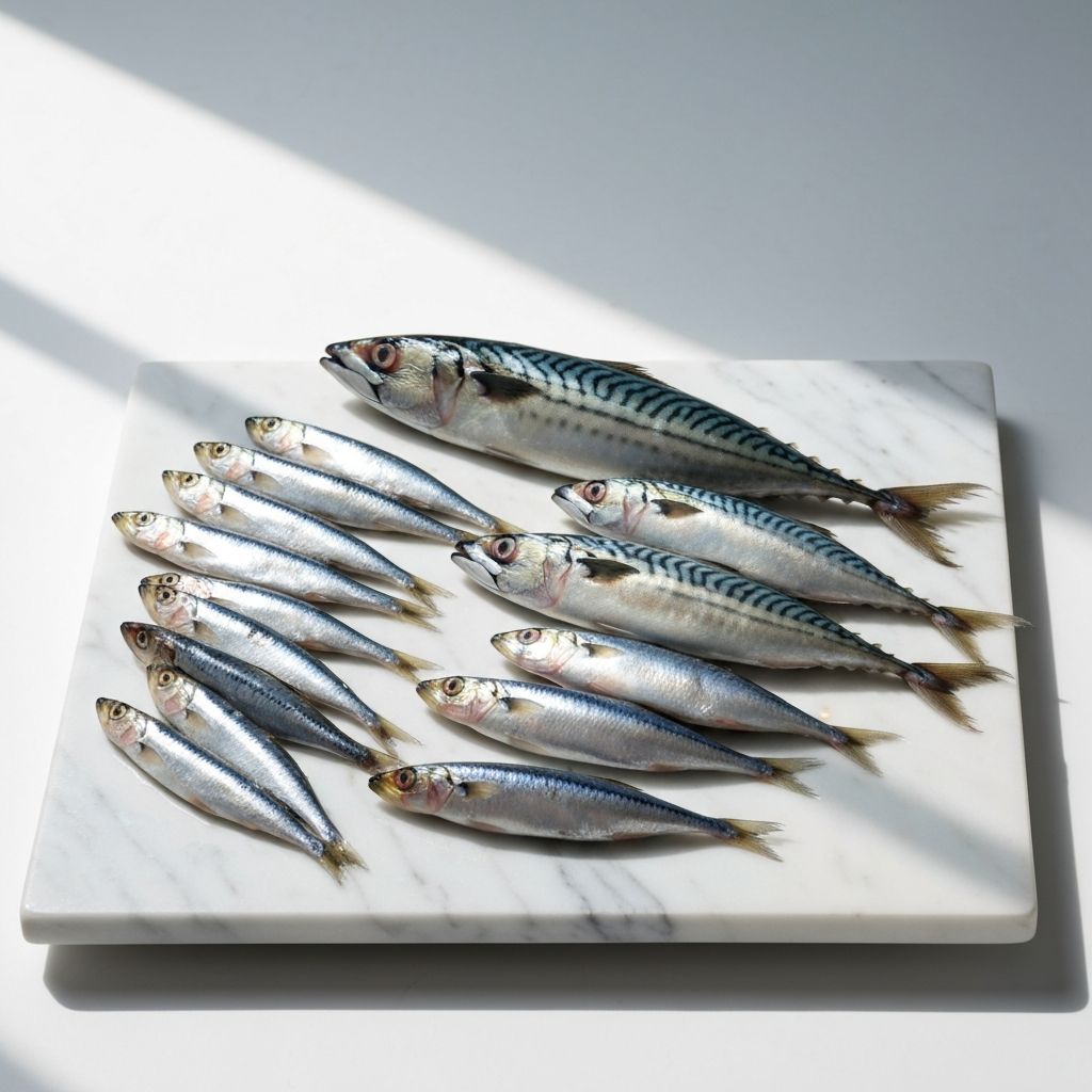 Różne rodzaje świeżych ryb na lodzie